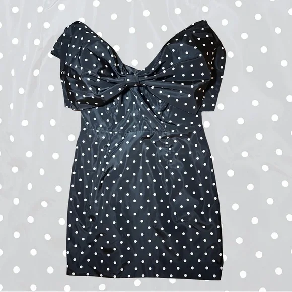 Bardot Black Strapless Polka Dot Dress - Picture 2 of 5